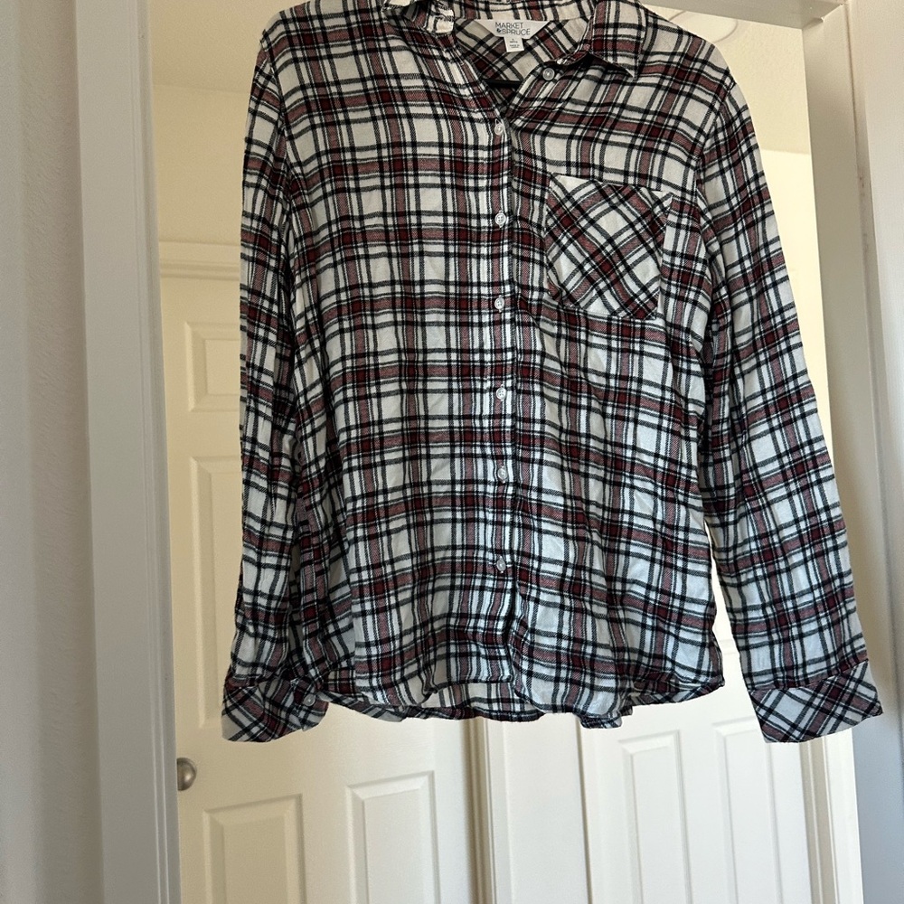 Market & Spruce Red and Black Plaid Shirt